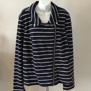 NWT Lane Bryant Ponte Blue Moto Zip Jacket Women’s Plus Sz 26 Coastal Nautical